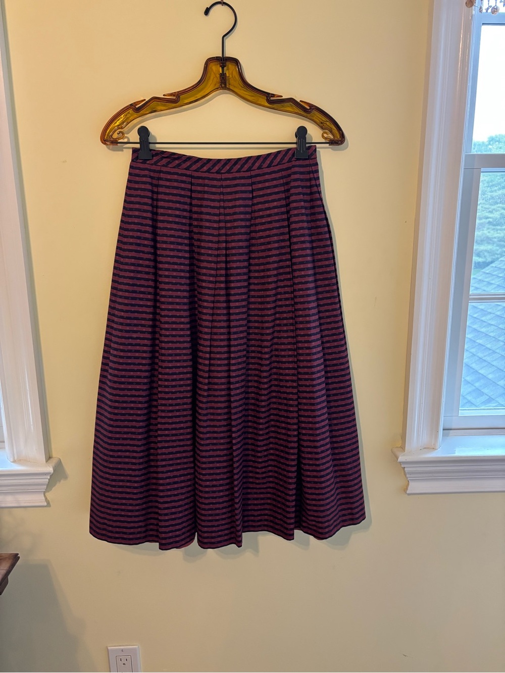 Vintage Cotton pleated striped skirt